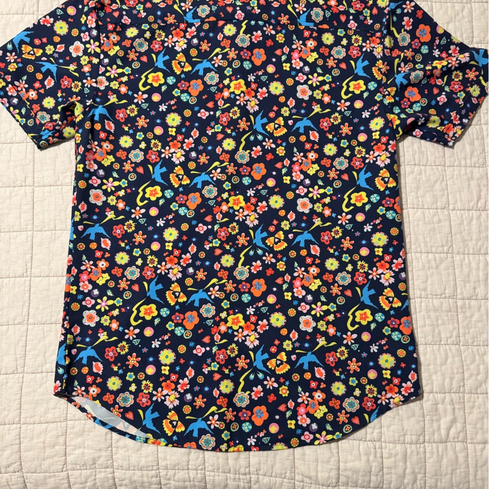 RSVLTS Navy Short-Sleeve Button-Down with Multicolor Floral & Bird Print - Picture 7 of 7